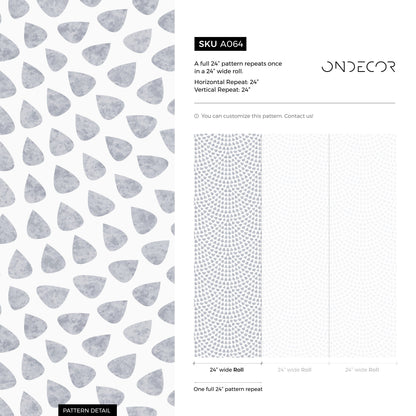 Abstract Wallpaper with a Scalloped Teardrop Motif in Gray - A064 - Decor Addict, LLC