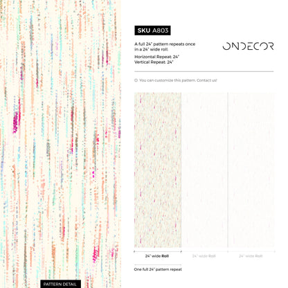 Abstract Wallpaper with Colorful Dotted Streaks in Pink, Blue, and Orange - A803 - Decor Addict, LLC