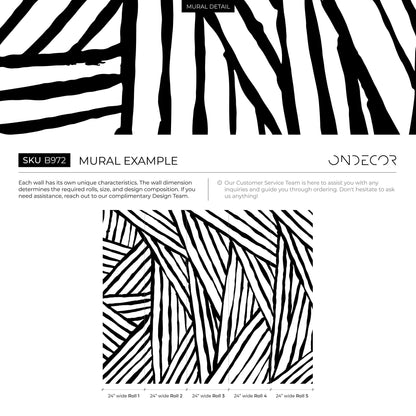 Abstract Wallpaper with Bold Brushstroke Stripes in Black and Beige - B972 - Decor Addict, LLC