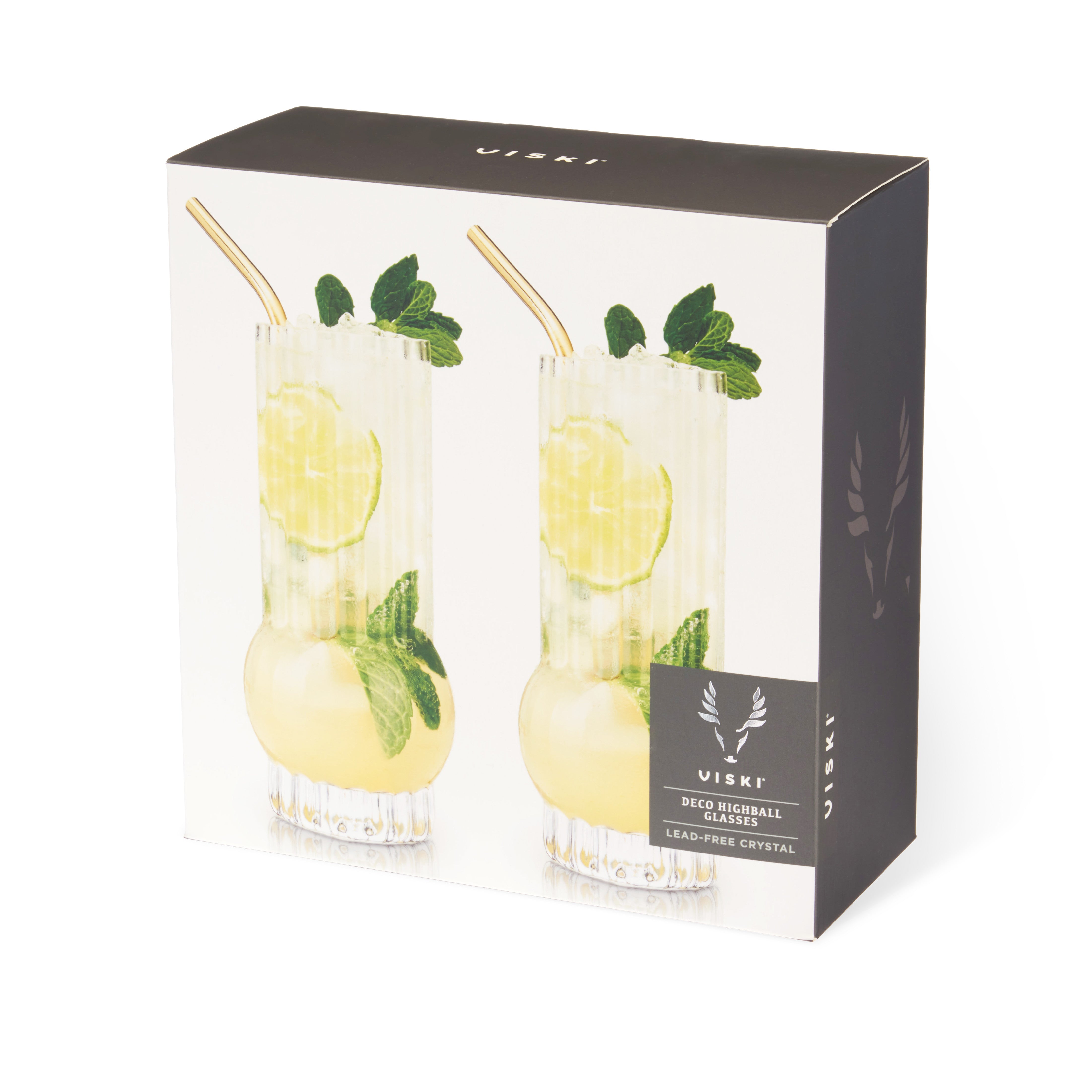 Art Deco Crystal Highball Glasses Set of 2 - Decor Addict, LLC