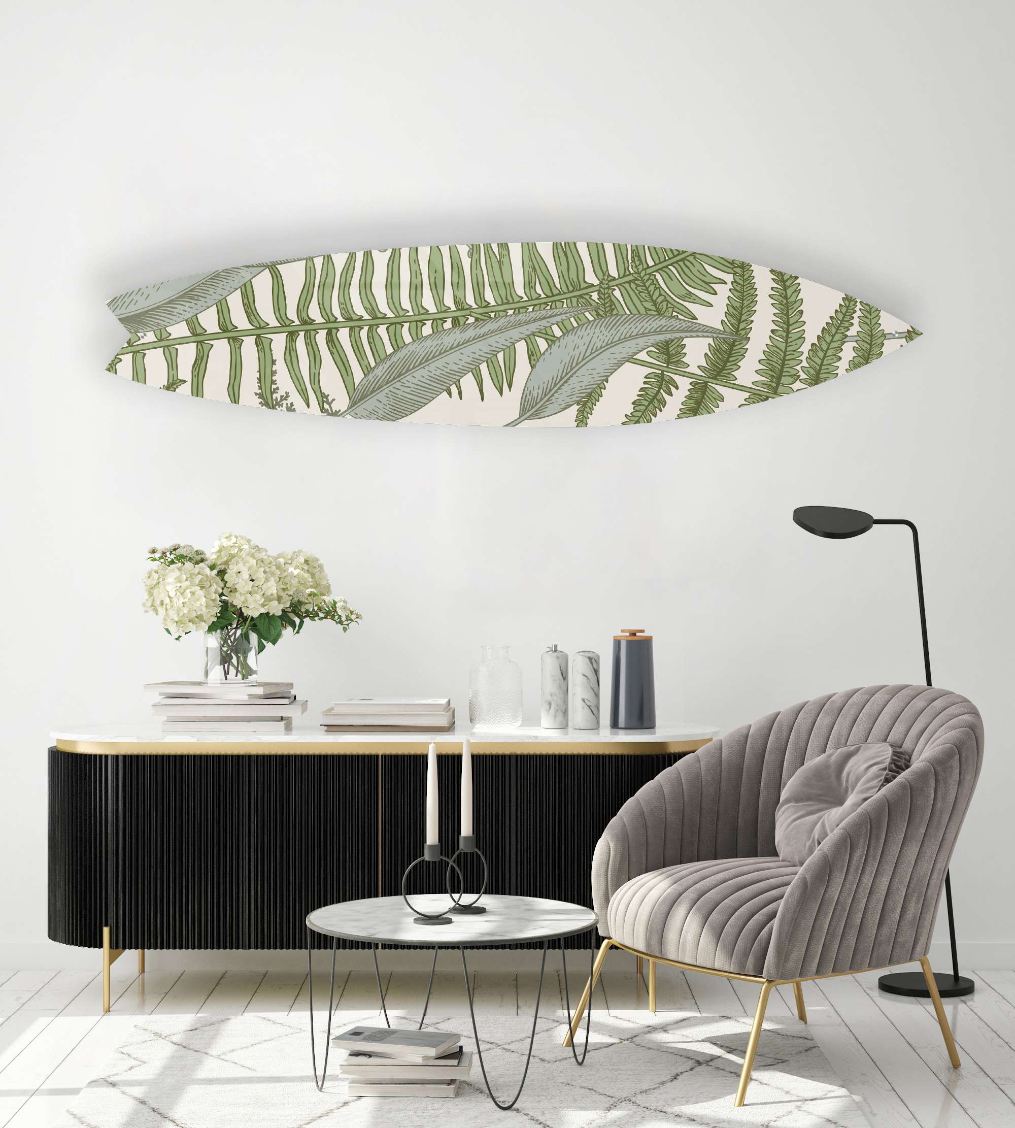 Ferns Botanical Light Acrylic Surfboard Wall Art - Decor Addict, LLC