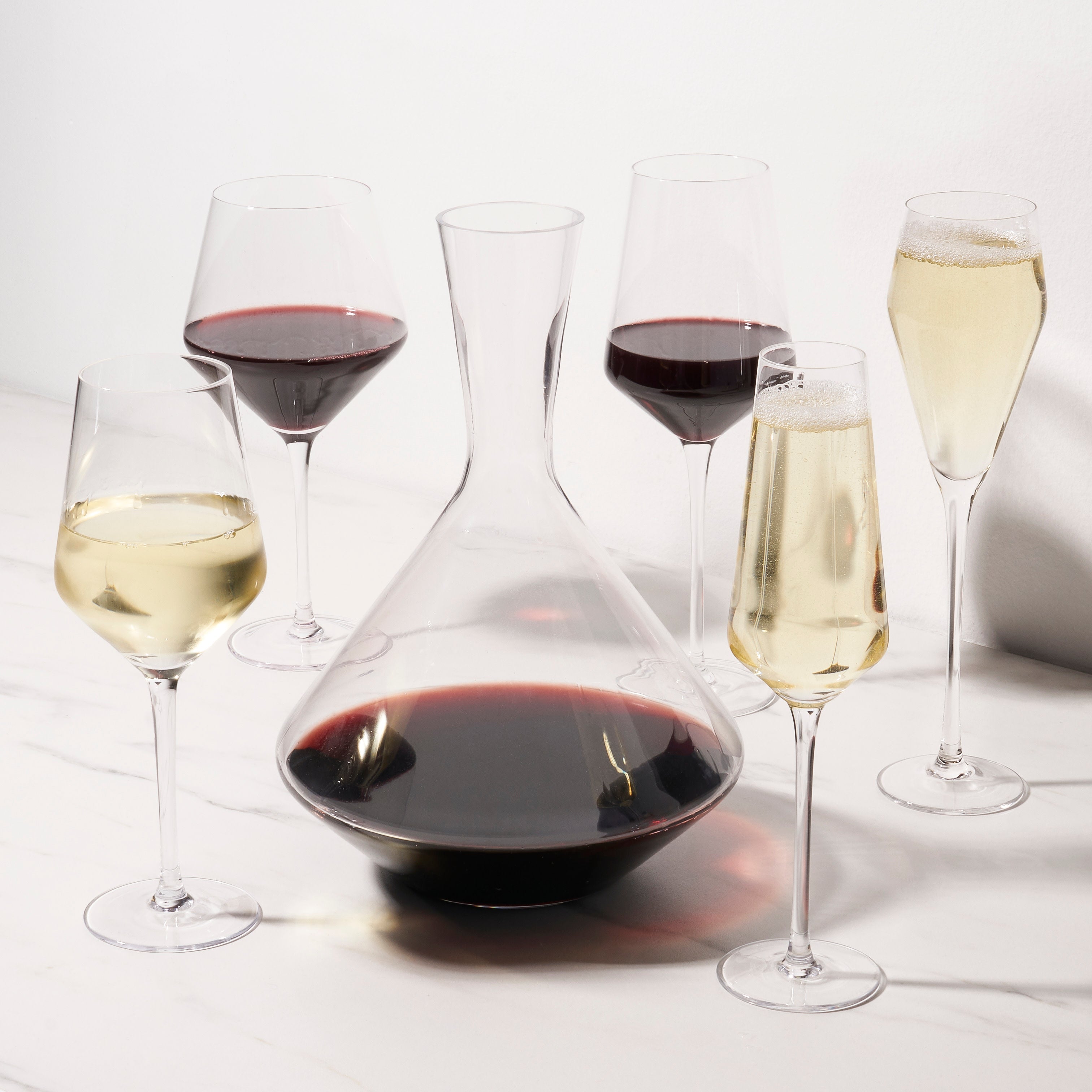 Raye Angled Crystal Bordeaux Decanter & Wine Glass Set - Thumbnail 4