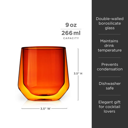 Aurora Double-Walled Tumblers in Amber Set of 2 - Decor Addict, LLC