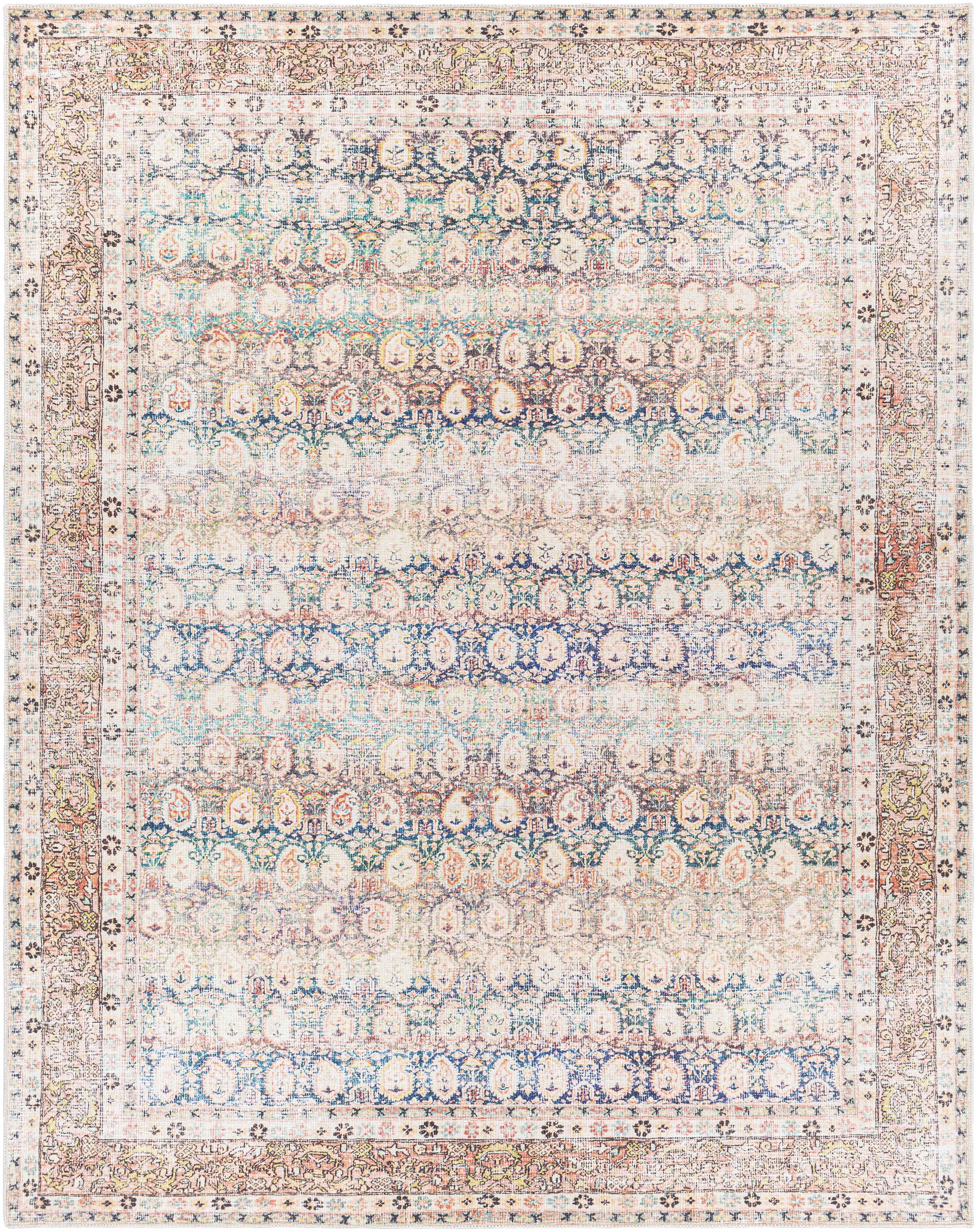 Rust Maligaya Distressed Washable Area Rug - Decor Addict, LLC