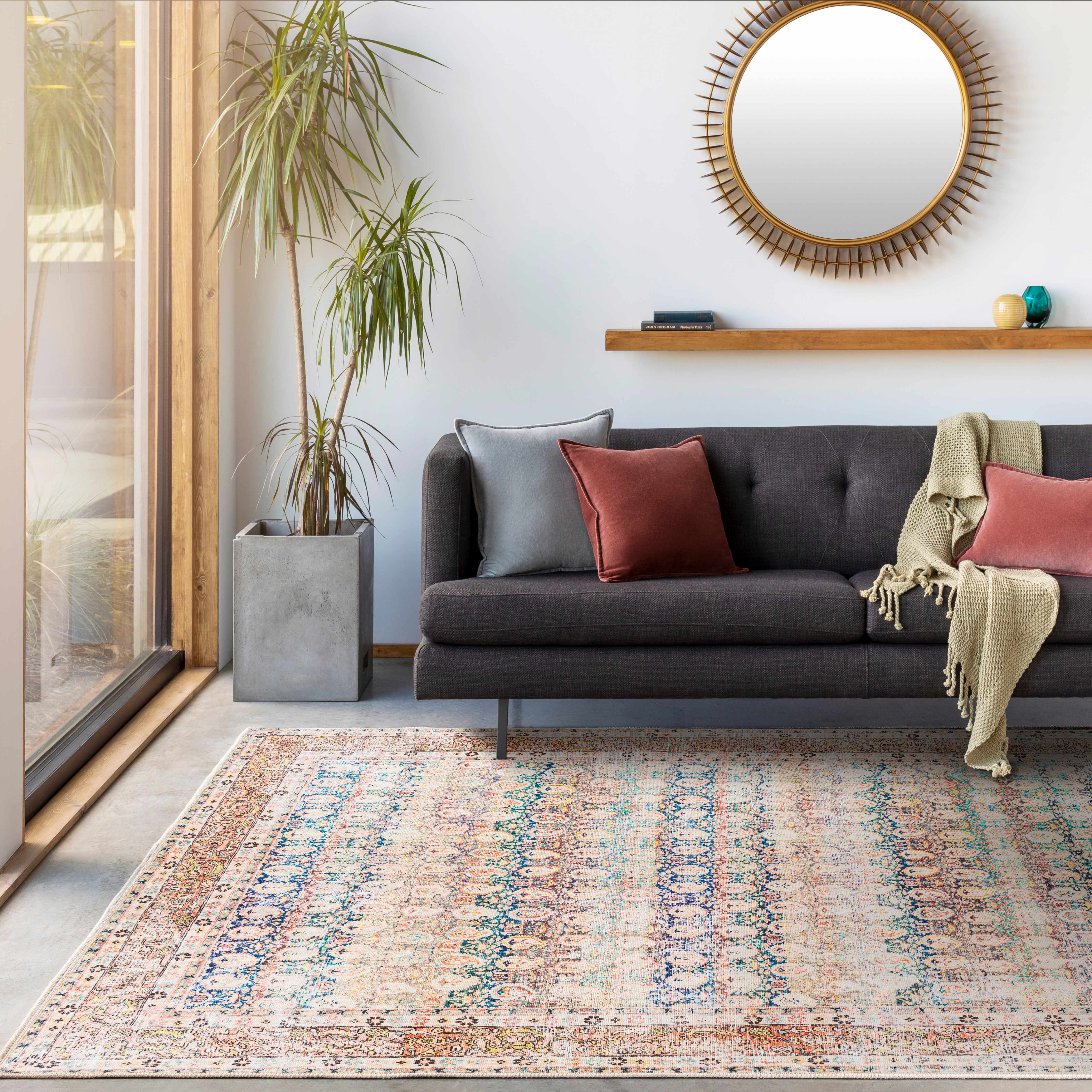 Rust Maligaya Distressed Washable Area Rug - Decor Addict, LLC