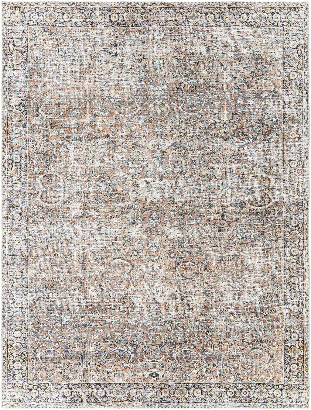 Tan Jill Vintage Washable Area Rug - Decor Addict, LLC