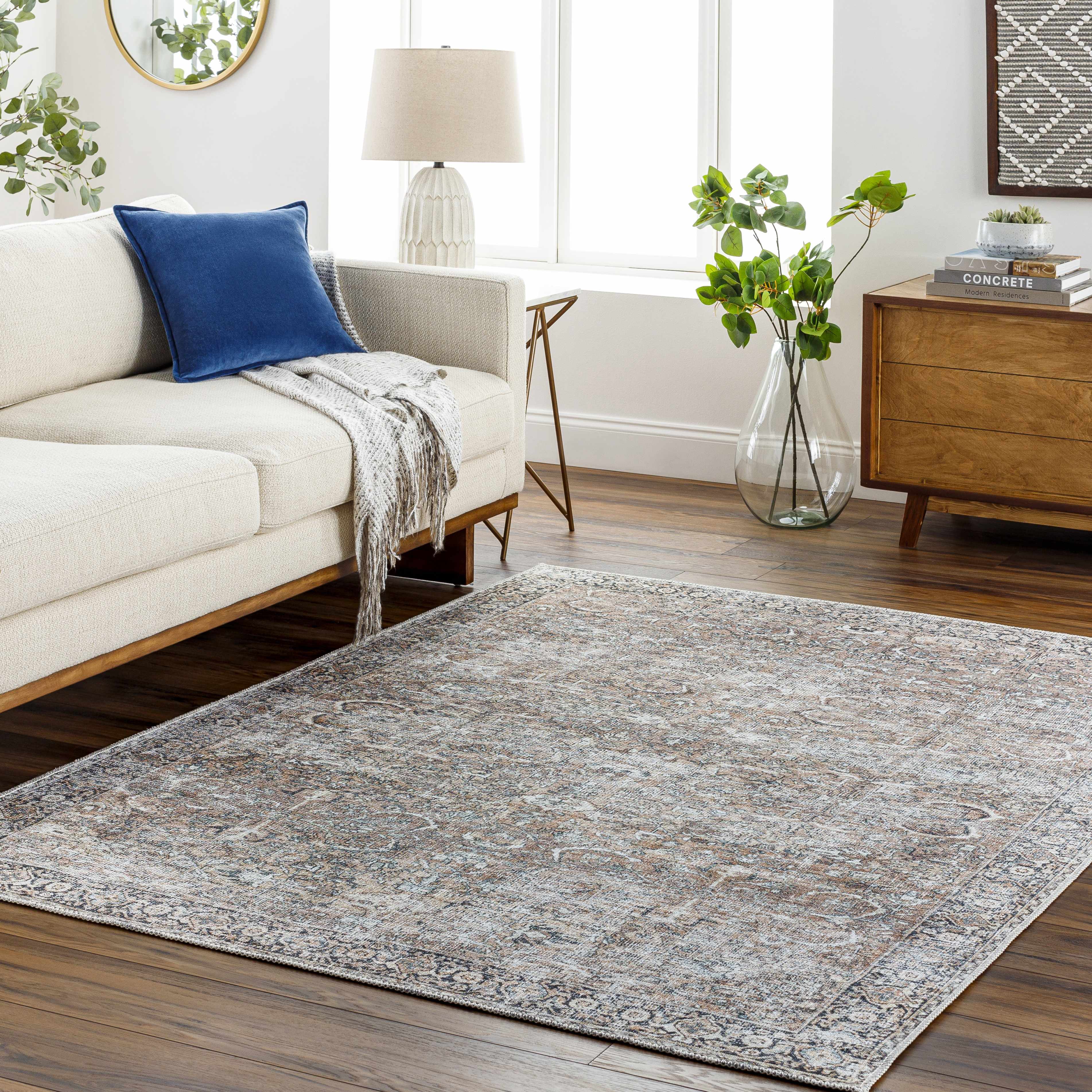 Tan Jill Vintage Washable Area Rug - Decor Addict, LLC