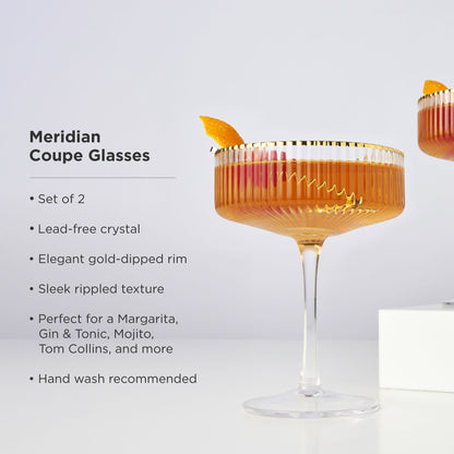Meridian Crystal Coupe Glasses Set of 2 - Decor Addict, LLC