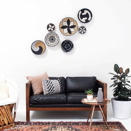 12" Large Black & White Thousand Hills  Round Basket - Decor Addict, LLC