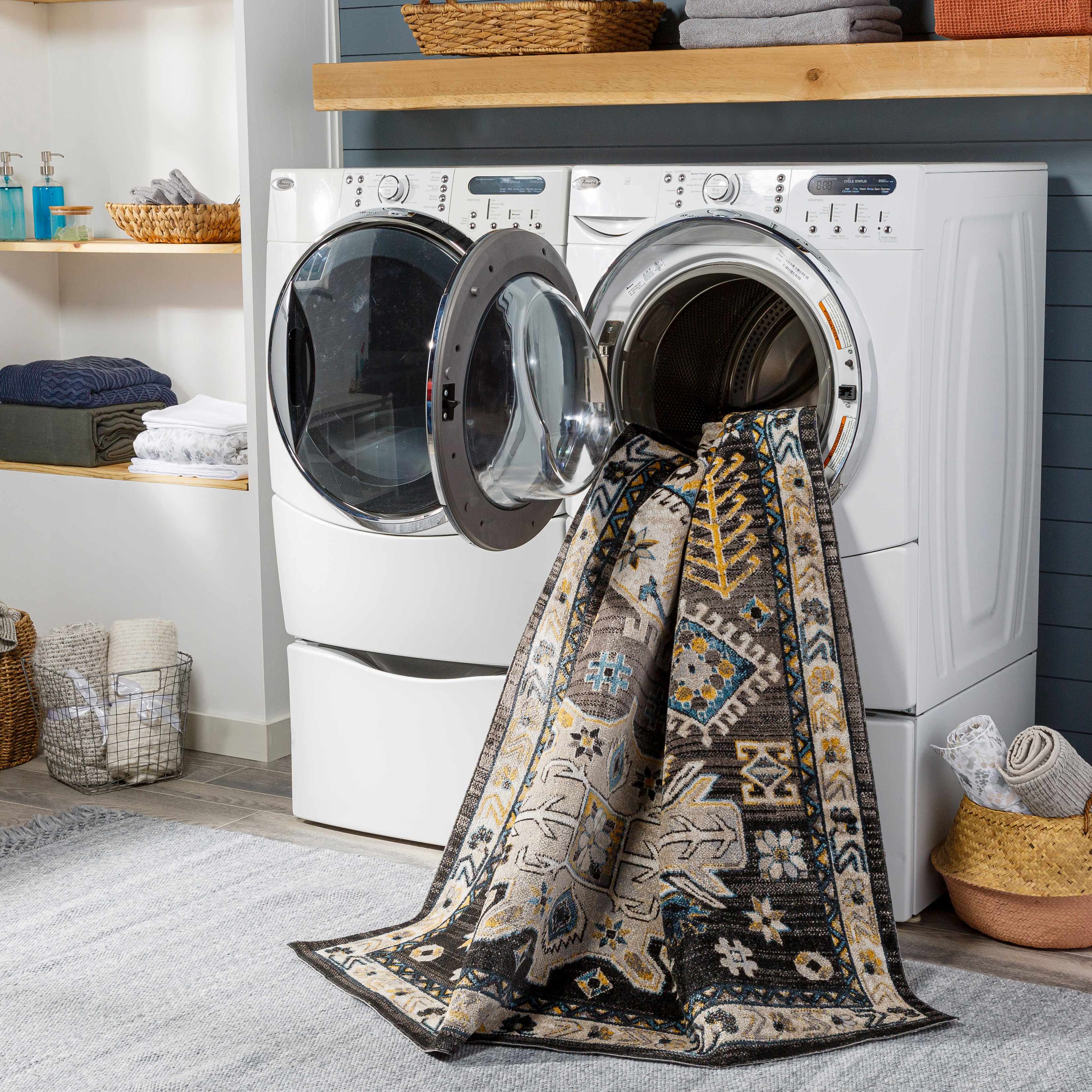 Cabacungan Black & Blue Washable Area Rug - Decor Addict, LLC