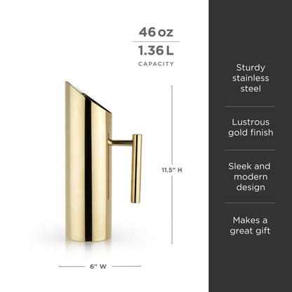 Modern Stainless Steel Pitcher in Gold - Decor Addict, LLC