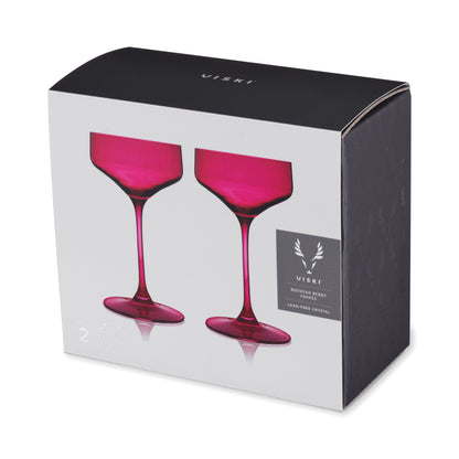 Reserve Nouveau Crystal Coupe Glasses in Berry Set of 2 - Decor Addict, LLC