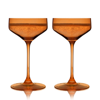 Reserve Nouveau Crystal Coupe Glasses in Amber Set of 2 - Decor Addict, LLC