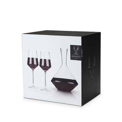 Raye Angled Crystal Bordeaux Decanter & Wine Glass Set - Decor Addict, LLC
