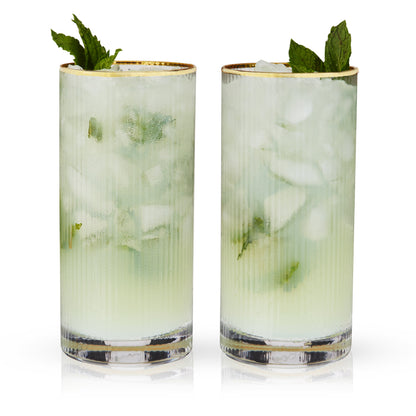 Meridian Crystal Highball Glasses Set of 2 - Decor Addict, LLC