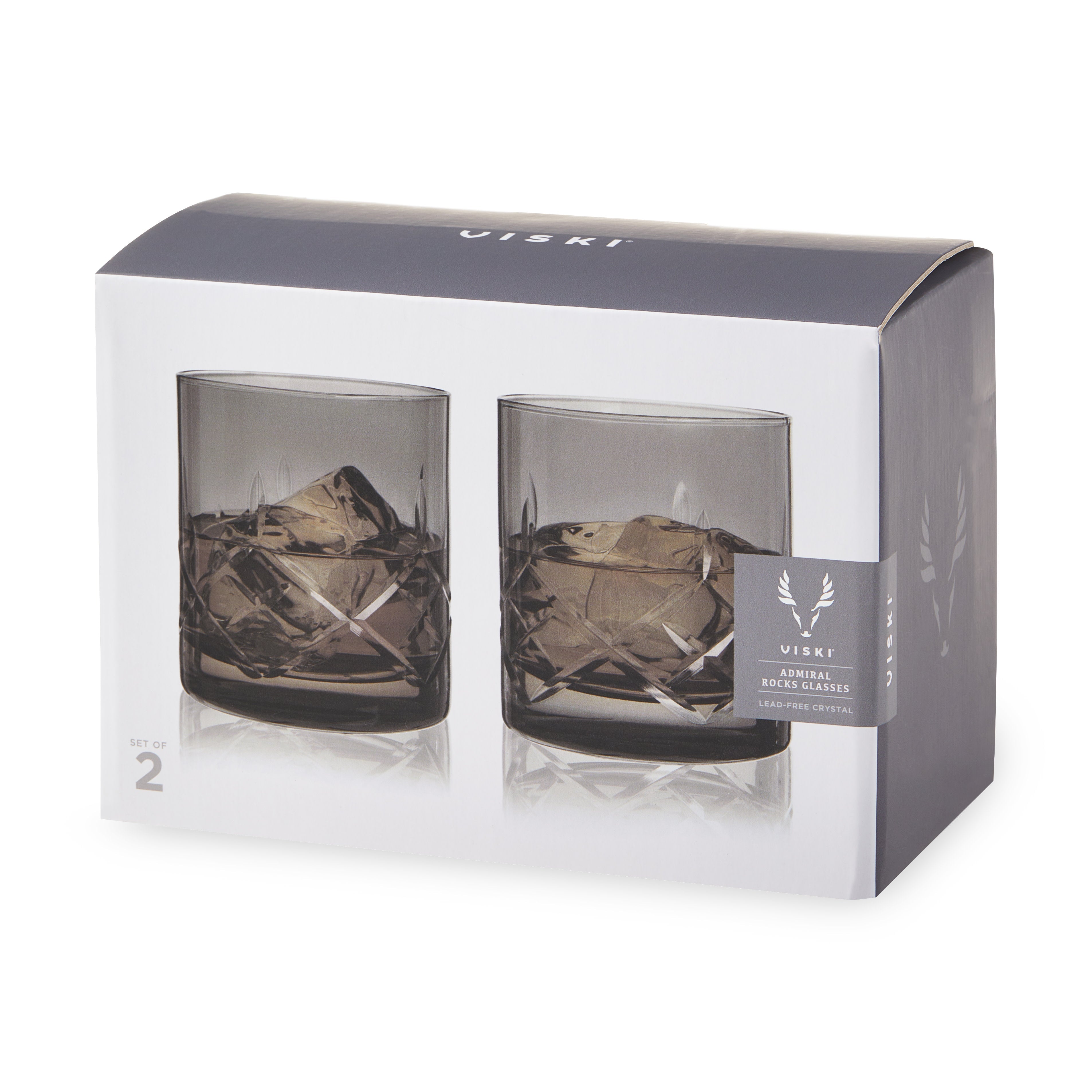 Admiral Crystal Rocks Glasses in Smoke Set of 2 - Decor Addict, LLC