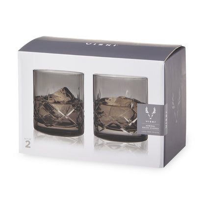 Admiral Crystal Rocks Glasses in Smoke Set of 2 - Decor Addict, LLC
