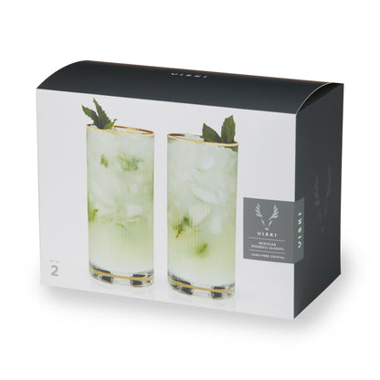 Meridian Crystal Highball Glasses Set of 2 - Decor Addict, LLC