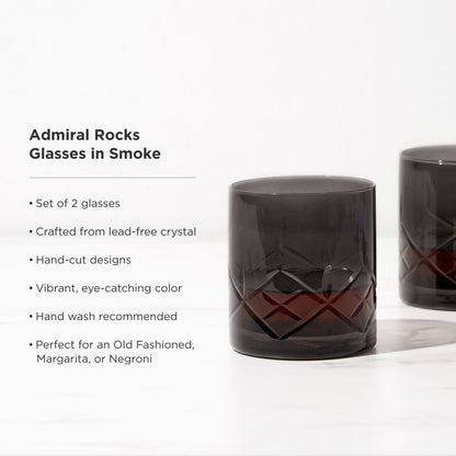 Admiral Crystal Rocks Glasses in Smoke Set of 2 - Decor Addict, LLC