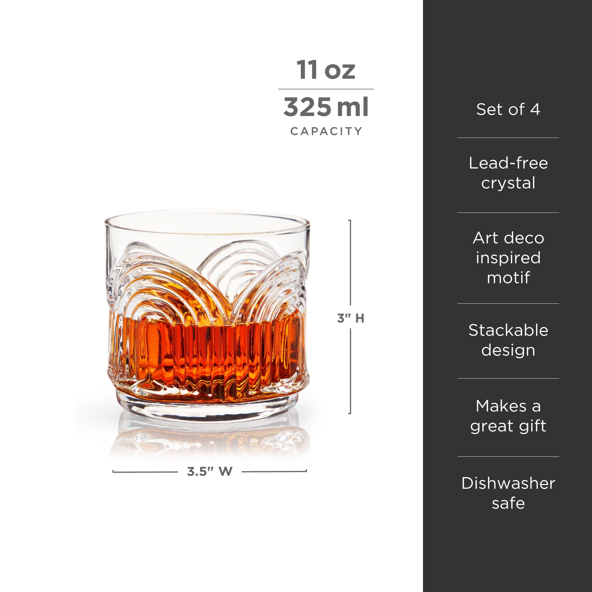 Deco Beau Crystal Lowball Tumblers Set of 4 - Decor Addict, LLC