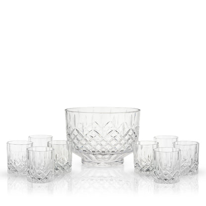 Admiral Crystal Punch Bowl and Tumbler Set - Decor Addict, LLC