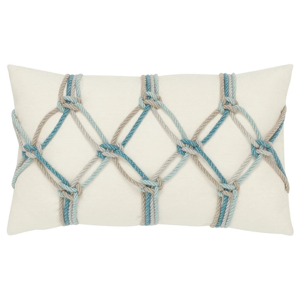 Cara Coastal Aqua Rope Indoor Outdoor Lumbar Pillow - 12x20 - Decor Addict, LLC