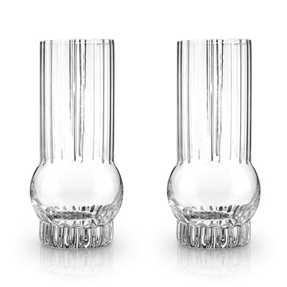 Art Deco Crystal Highball Glasses Set of 2 - Decor Addict, LLC