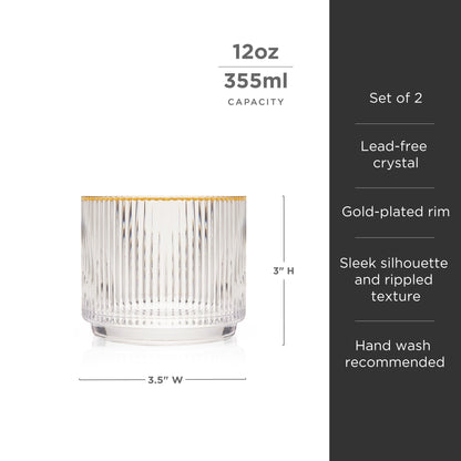 Meridian Crystal Lowball Tumblers Set of 2 - Decor Addict, LLC