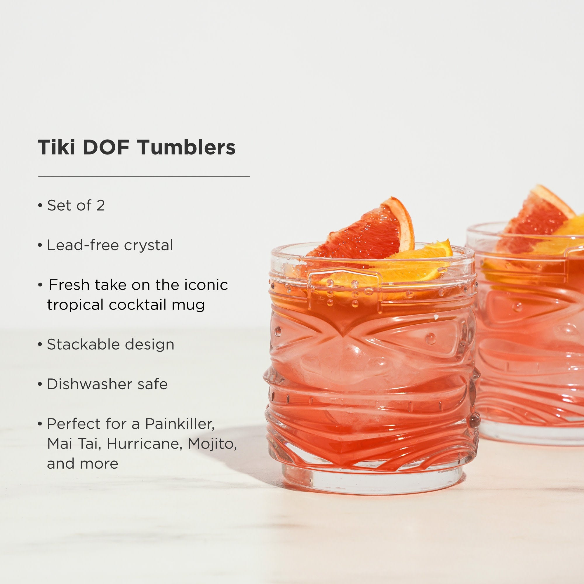 Pacific Crystal Tiki DOF Tumblers Set of 2 - Decor Addict, LLC