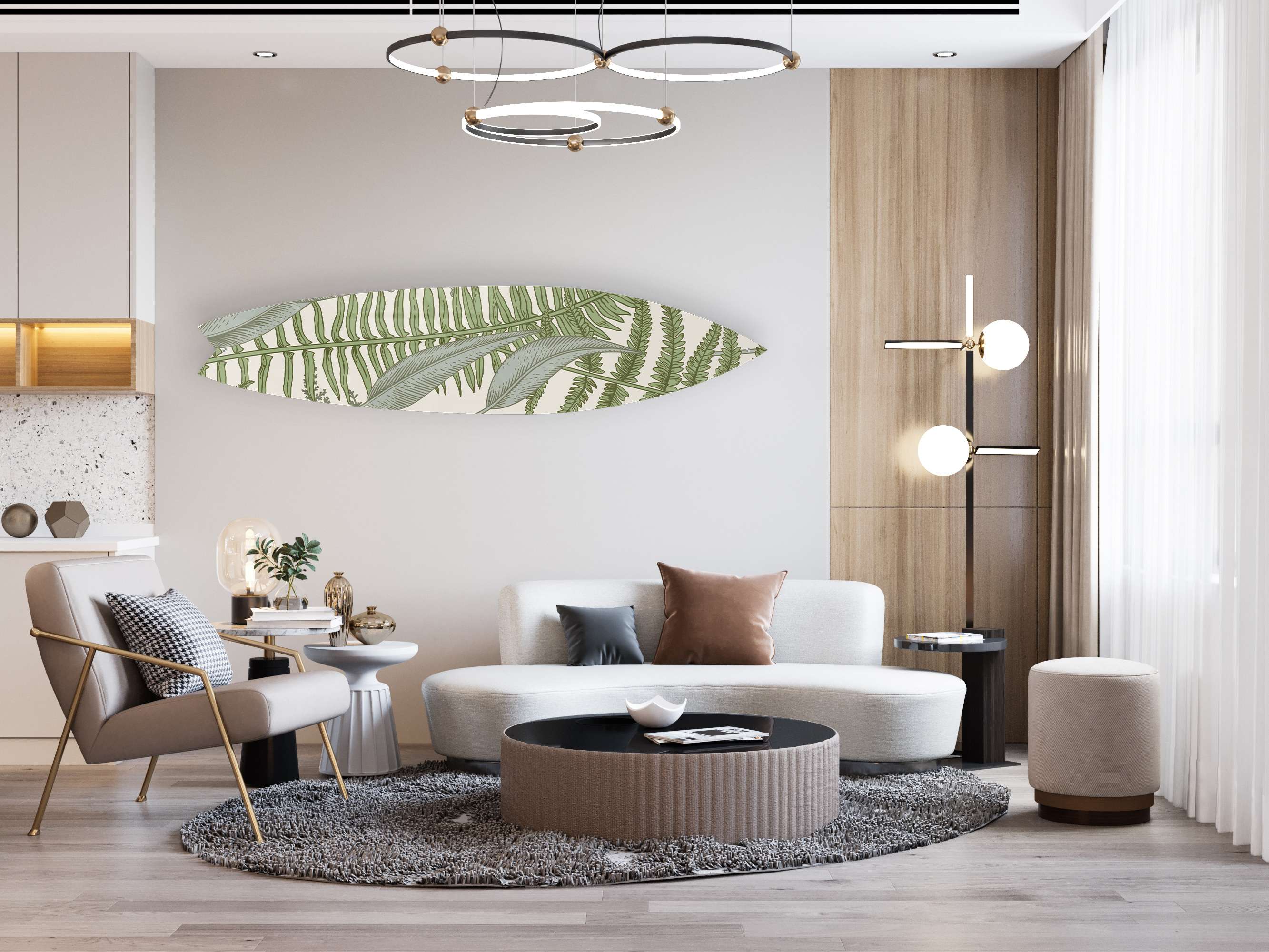 Ferns Botanical Light Acrylic Surfboard Wall Art - Decor Addict, LLC