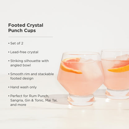 Raye Footed Crystal Punch Glasses Set of 2 - Decor Addict, LLC
