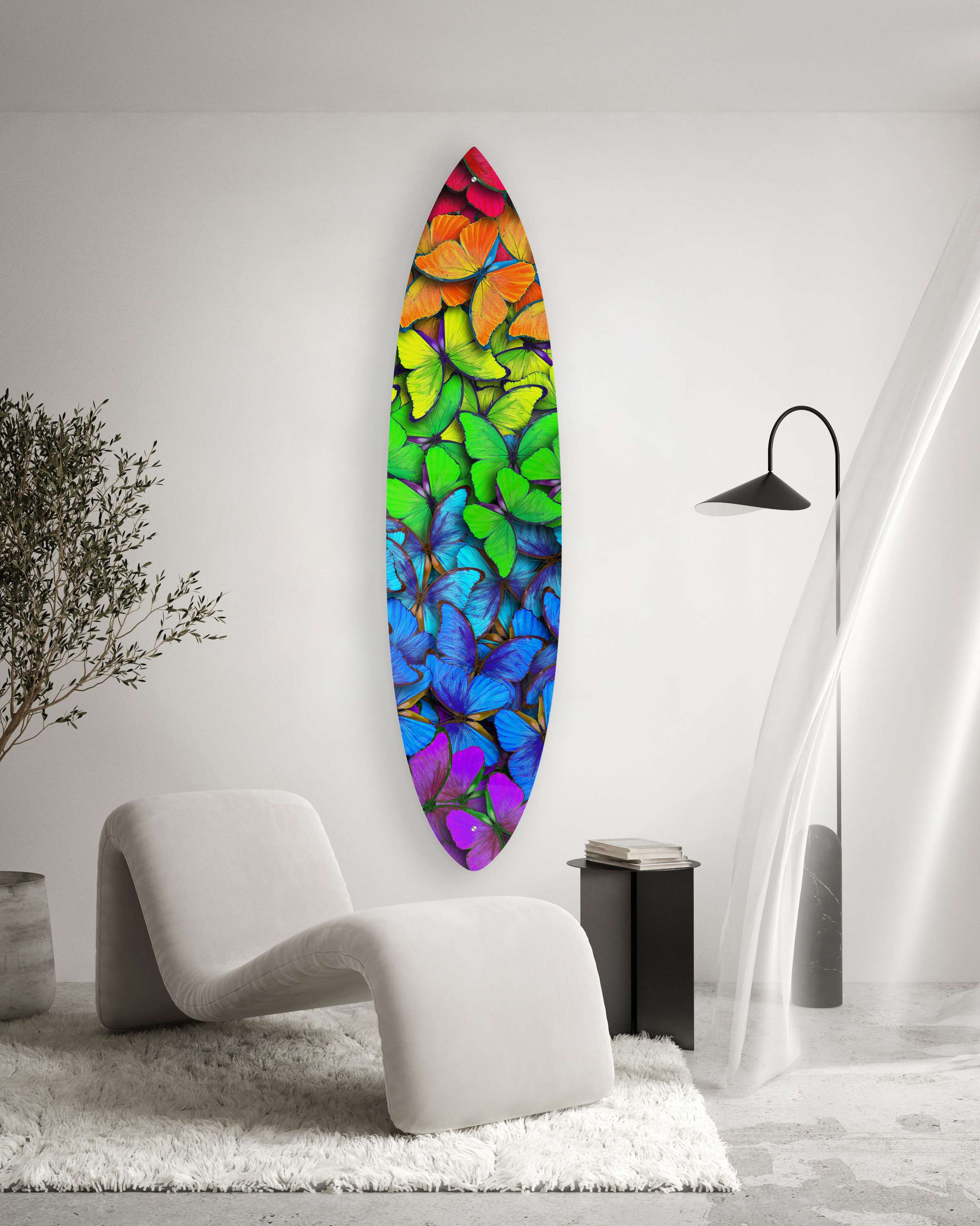 Colorful Butterflies Acrylic Surfboard Wall Art - Decor Addict, LLC
