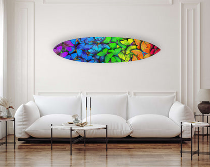 Colorful Butterflies Acrylic Surfboard Wall Art - Decor Addict, LLC
