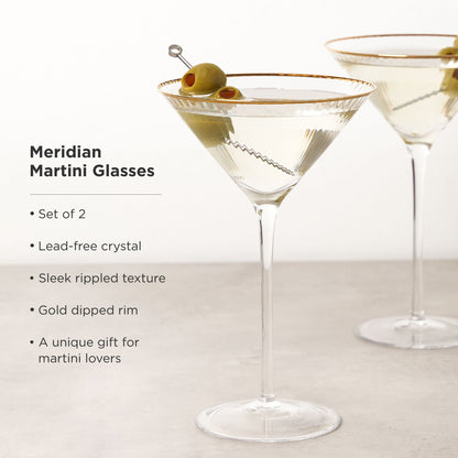 Meridian Crystal Martini Glasses Set of 2 - Decor Addict, LLC