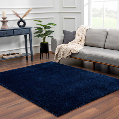 Heavenly Solid Navy Plush Rug - Decor Addict, LLC