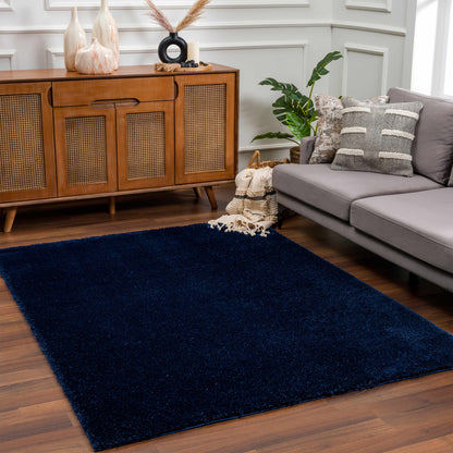 Heavenly Solid Navy Plush Rug - Decor Addict, LLC