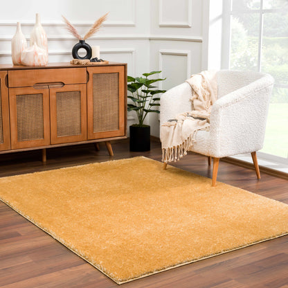 Heavenly Solid Mustard Plush Rug - Decor Addict, LLC