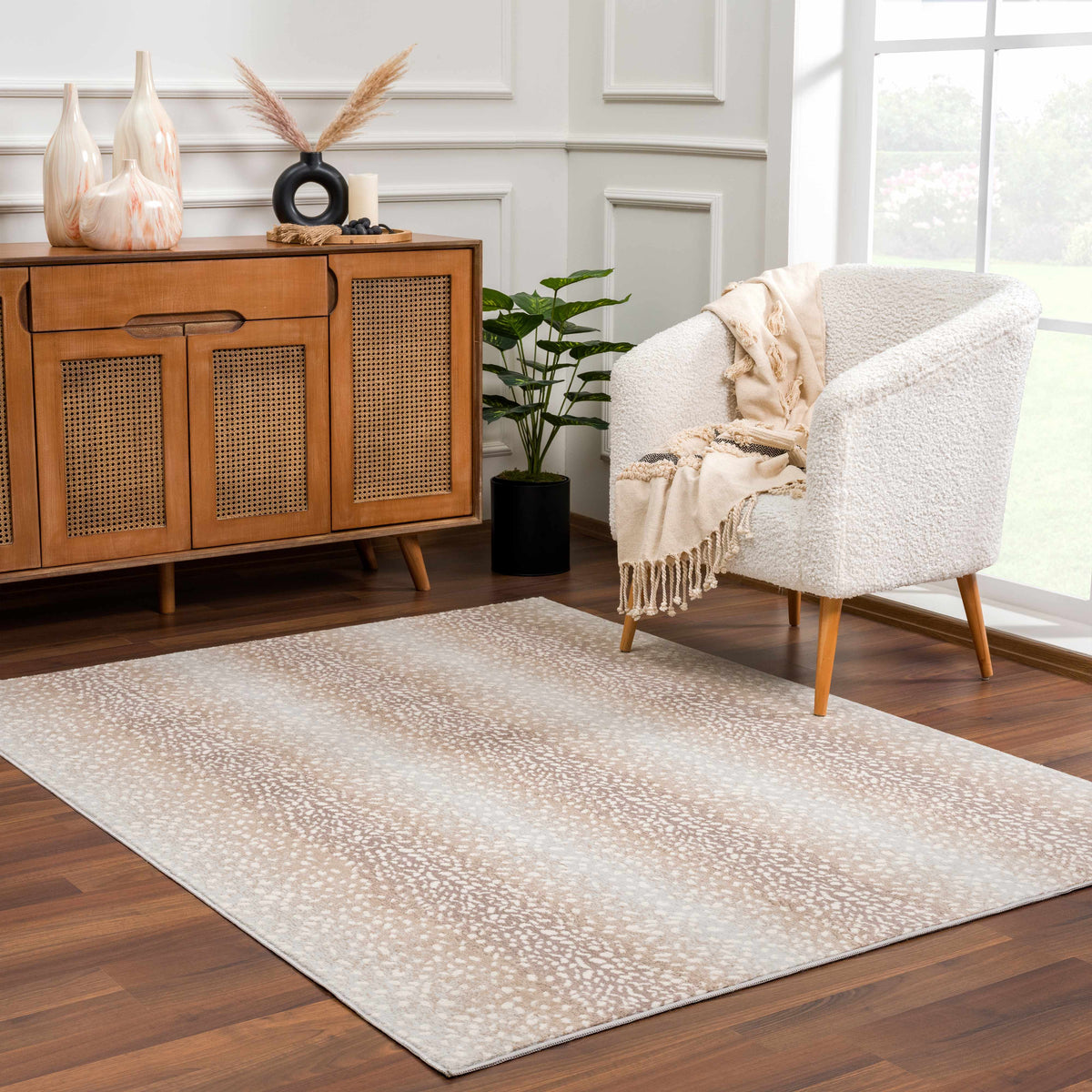 Pointblank Tan Leopard Print Rug - Decor Addict, LLC