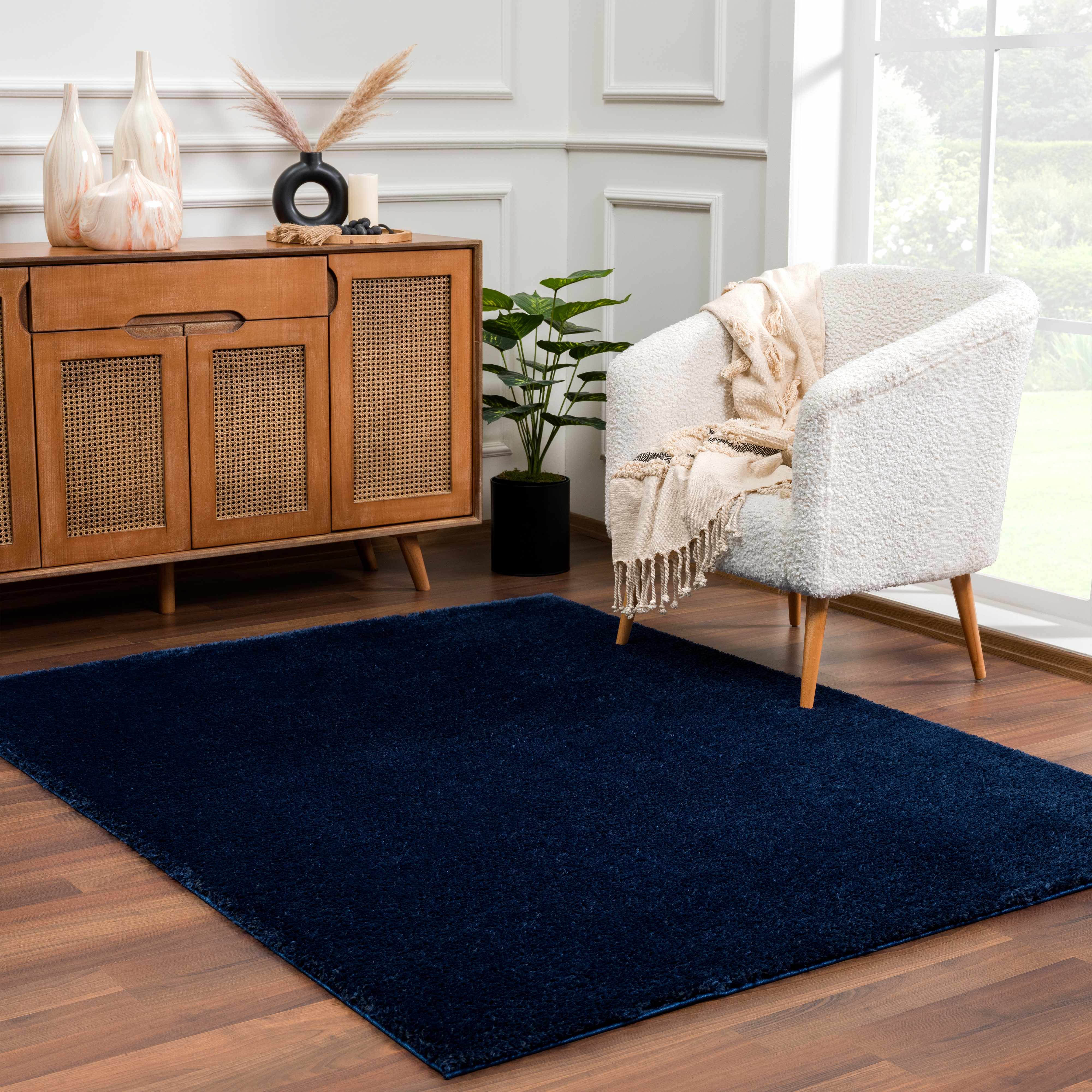 Heavenly Solid Navy Plush Rug - Decor Addict, LLC