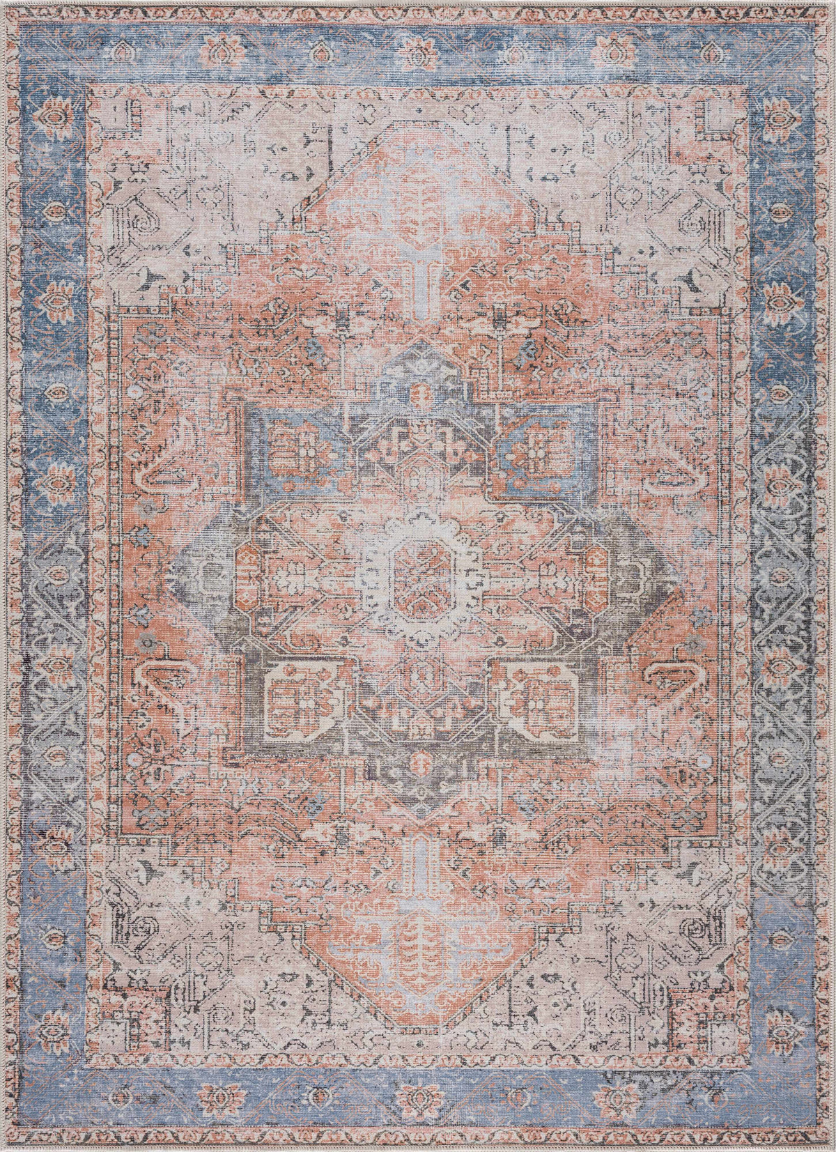 Rosman Distressed Washable Rug - Decor Addict, LLC