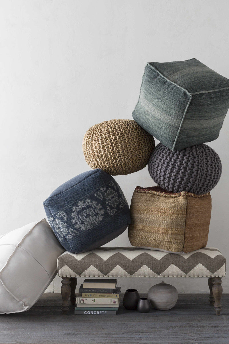 Merrittstown Knitted Jute Pouf - Decor Addict, LLC