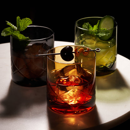 Admiral Crystal Rocks Glasses in Amber Set of 2 - Decor Addict, LLC