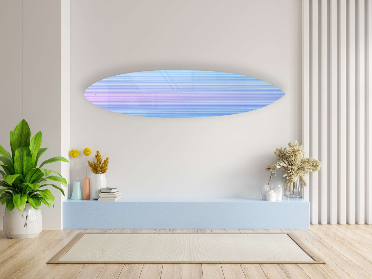 Blue Stripes Pattern Acrylic Surfboard Wall Art - Decor Addict, LLC