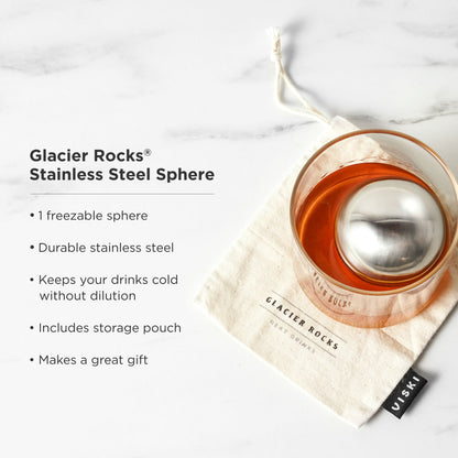Glacier Rocks Large Stainless Steel Sphere - Decor Addict, LLC
