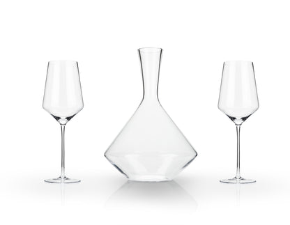 Raye Angled Crystal Bordeaux Decanter & Wine Glass Set - Decor Addict, LLC