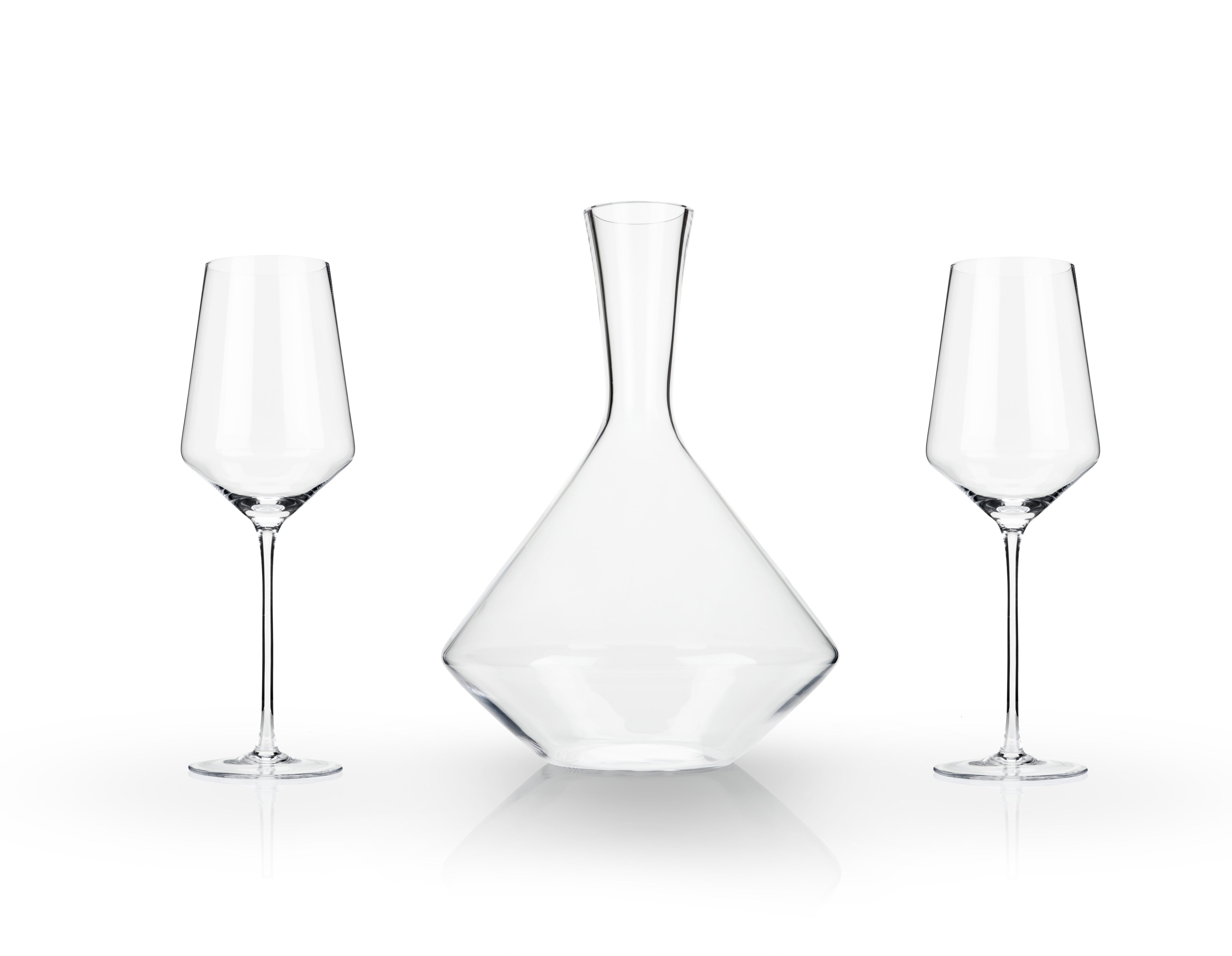 Raye Angled Crystal Bordeaux Decanter & Wine Glass Set - Decor Addict, LLC