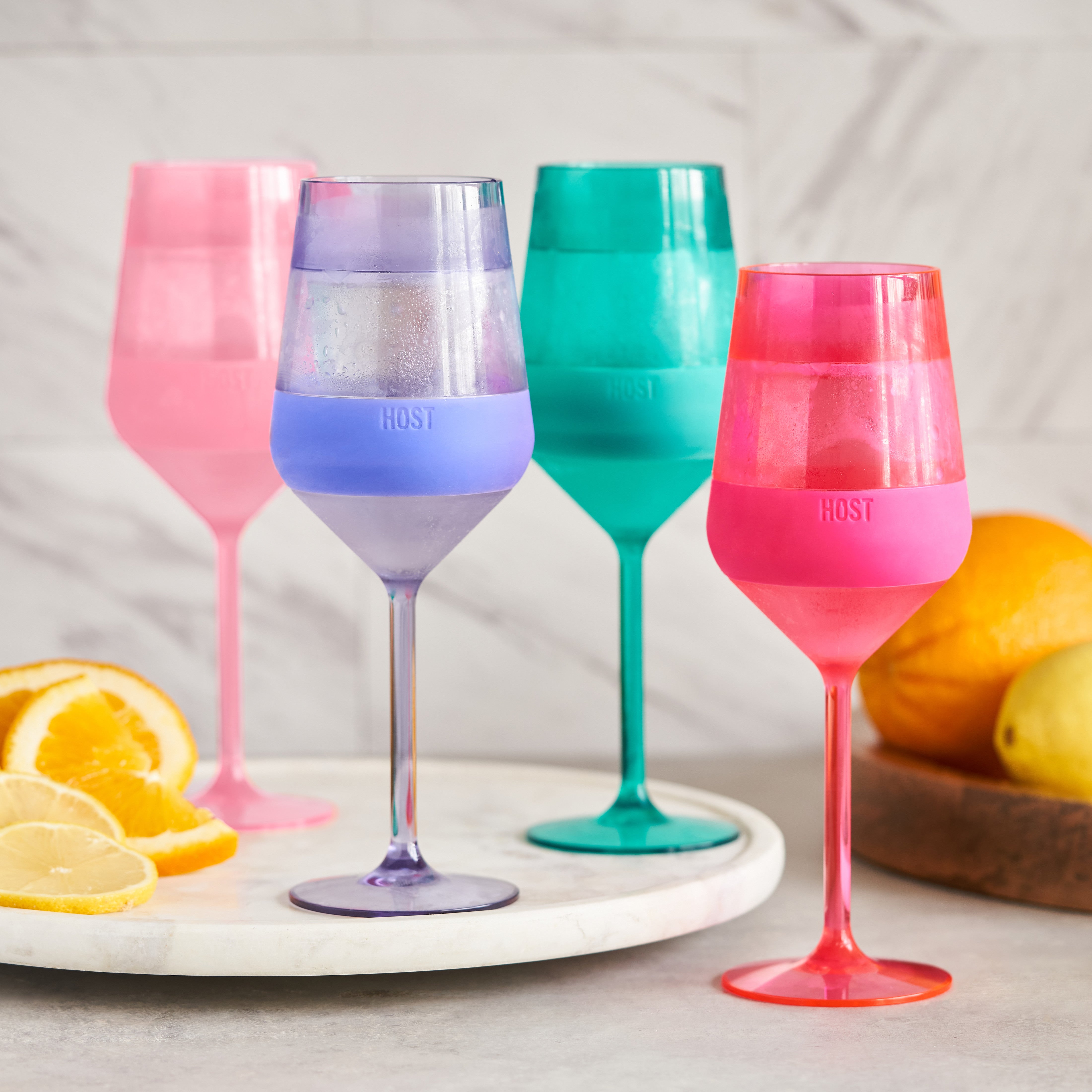 Stemmed Wine FREEZE™ in Tinted Multicolor, Set of 4 - Decor Addict, LLC