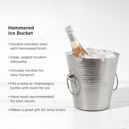 Irving Stainless Steel Hammered Ice Bucket - Decor Addict, LLC