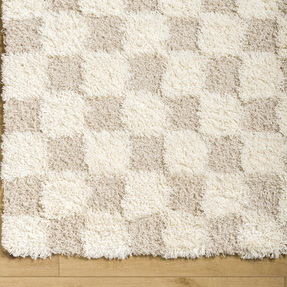 Atira Light Brown Checkered Area Rug - Decor Addict, LLC