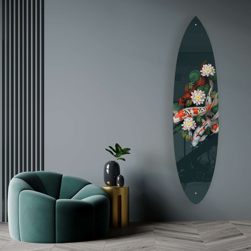 Fish Pattern Acrylic Surfboard Wall Art